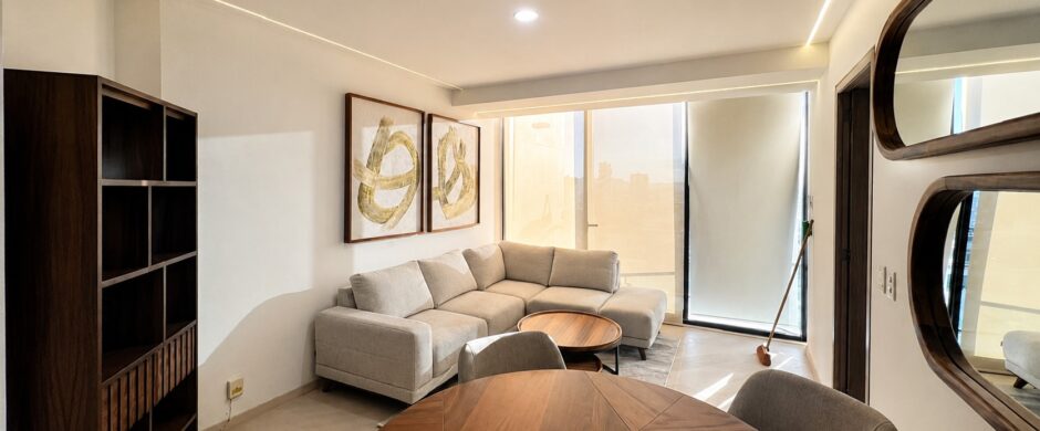 Renta Departamento amueblado Adamant I angelopolis Puebla | 1 Recámara, Terraza y 56 m²