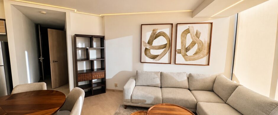 Renta Departamento amueblado Adamant I angelopolis Puebla | 1 Recámara, Terraza y 56 m²